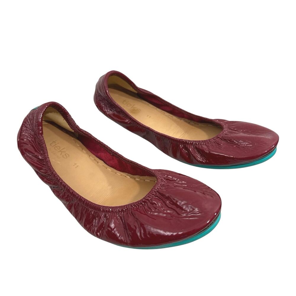 Tieks Ruby Red Patent Leather Ballet Flats Women’s Sz 11 Foldable Designer Shoes - Picture 3 of 11